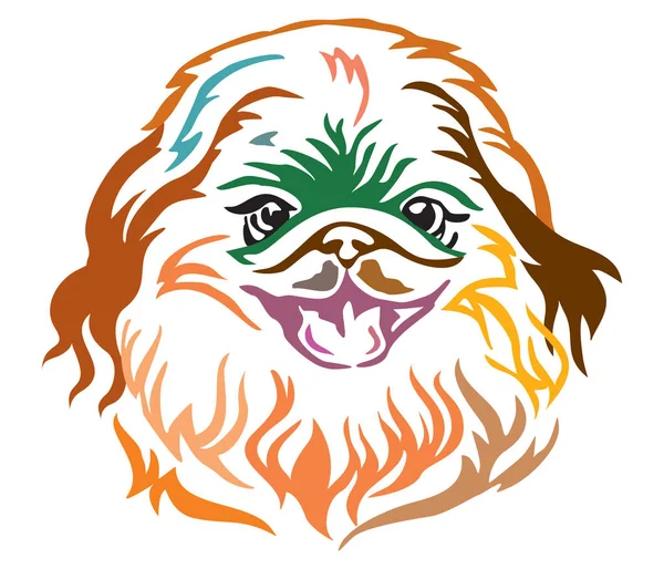 Kleurrijke Decoratieve Portret Van Hond Pekingees Vectorillustratie Verschillende Kleuren Geïsoleerd — Stockvector