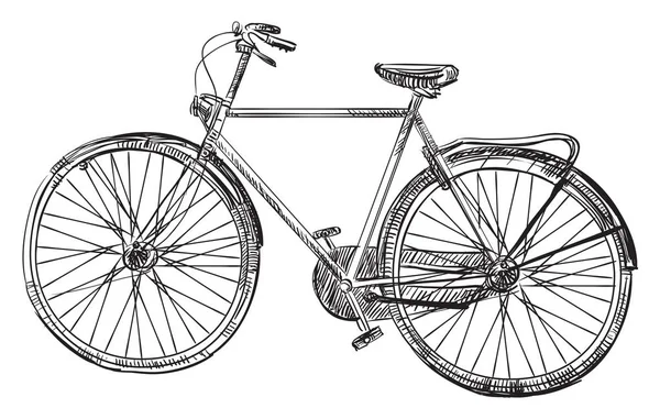 Bicicletta Drawin Mano Vettoriale Illustrazione Colore Nero Isolata Sfondo Bianco — Vettoriale Stock