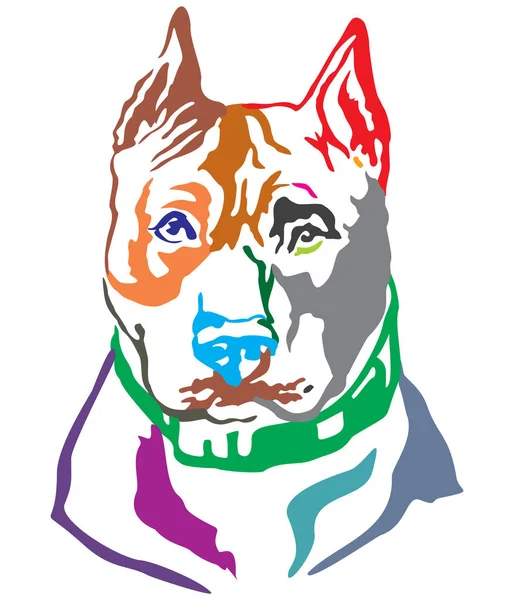 Barevné Dekorativní Portrét Pes American Staffordshire Terrier Vektorové Ilustrace Různých — Stockový vektor