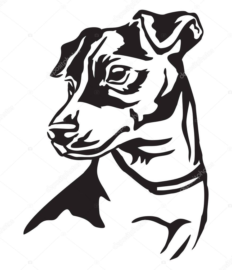 Decorative portrait of dog Jack Russell Terrier, vector isolated illustration in black color on white background