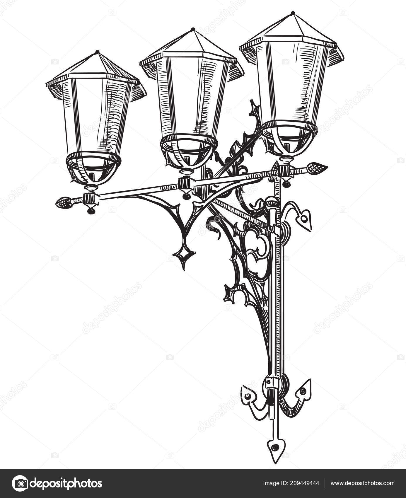 Hand drawing street lamp in black color  Stock Illustration 64222849   PIXTA