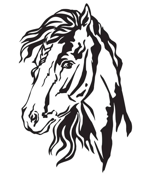 Decorative Portrait Profile Beautiful Horse Long Mane Isolated Vector Illustration — Stock Vector