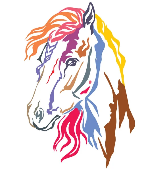 Barevné Dekorativní Portrét Profilu Krásný Koně Dlouhou Hřívou Vektorové Ilustrace — Stockový vektor