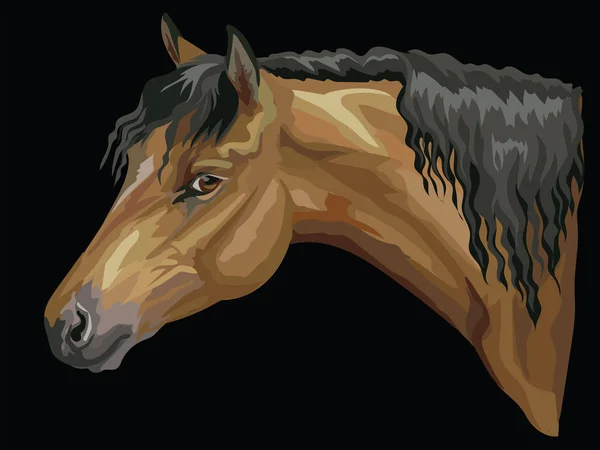 Kleurrijke Portret Van Baai Welsh Pony Hoofd Van Het Paard — Stockvector