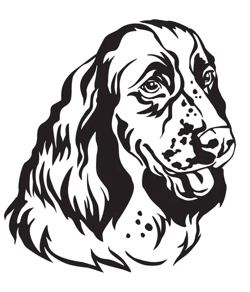 Decorative Portrait Dog English Springer Spaniel Vector Isolated Illustration Black — Stock Vector