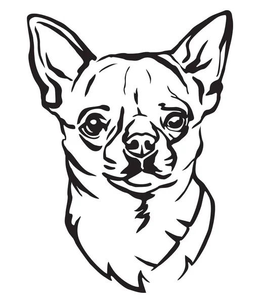 Portrait Décoratif Chihuahua Chien Illustration Vectorielle Isolée Couleur Noire Sur — Image vectorielle