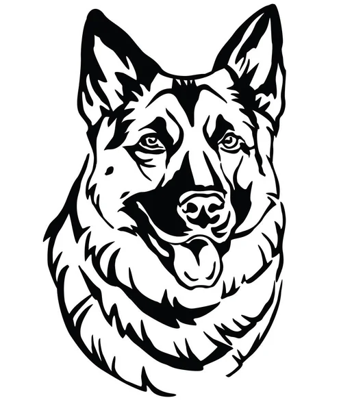 Decoratieve Portret Van Dog Duitse Herder Geïsoleerd Vectorillustratie Zwarte Kleur — Stockvector