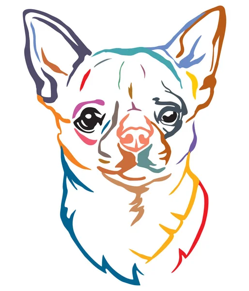 Colorido Retrato Decorativo Dog Chihuahua Ilustración Vectorial Diferentes Colores Aislados — Archivo Imágenes Vectoriales