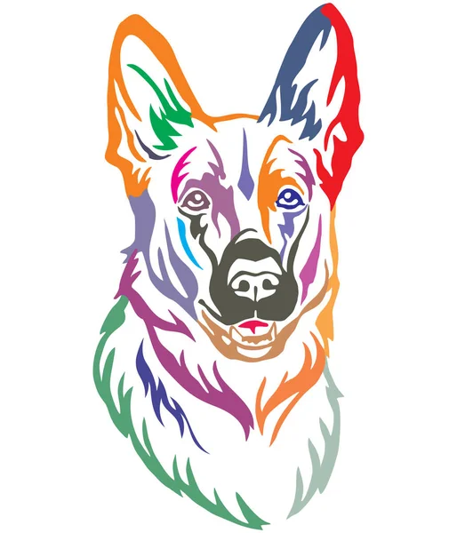 Retrato Decorativo Colorido Dog German Shepherd Ilustração Vetorial Cores Diferentes — Vetor de Stock