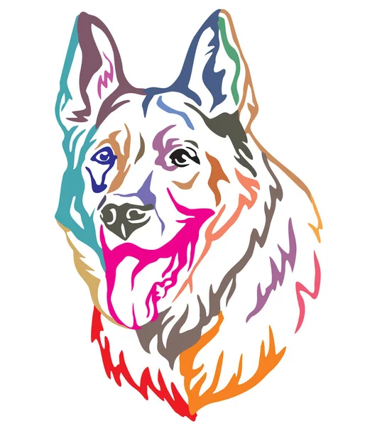 Kleurrijke Decoratieve Portret Van Dog Duitse Herder Vectorillustratie Verschillende Kleuren — Stockvector