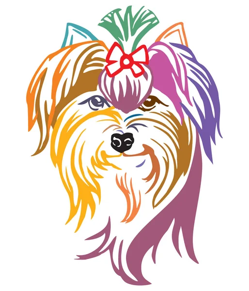 Kleurrijke Decoratieve Portret Van Hond Yorkshire Terrier Vectorillustratie Verschillende Kleuren — Stockvector