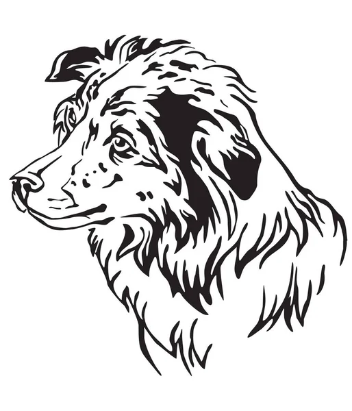 Ritratto Decorativo Profilo Dog Border Collie Illustrazione Vettoriale Colore Nero — Vettoriale Stock