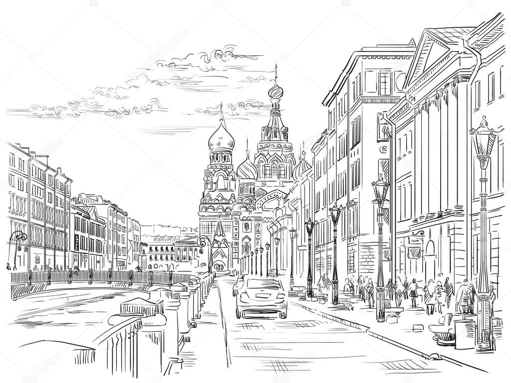 Vector hand drawing ST Petersburg 4