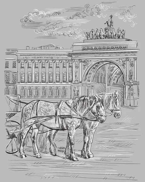 Gri vektör el çizim St Petersburg 9 — Stok Vektör
