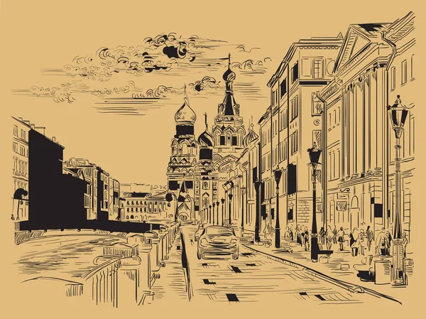 Καφέ διάνυσμα χέρι σχέδιο Αγία Πετρούπολη 4 — Διανυσματικό Αρχείο