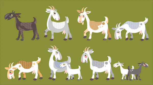 Vector set of goats — Stock Vector