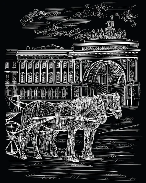 Dibujo a mano vector negro ST Petersburg 9 — Archivo Imágenes Vectoriales