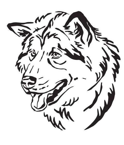 Retrato decorativo de Alaska Malamute Perro vector ilustración — Vector de stock