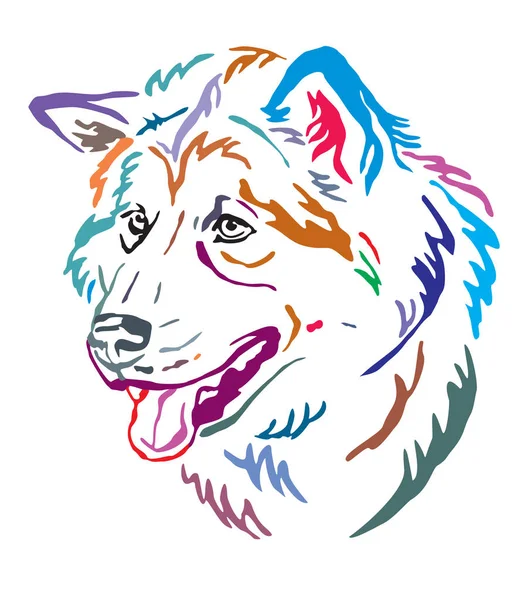 Πολύχρωμο διακοσμητικό πορτρέτο του Μαλαμούτ του σκύλου της Αλάσκας — Διανυσματικό Αρχείο