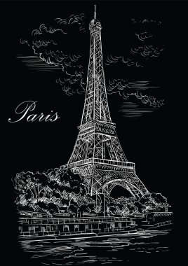 Siyah vektör el çizimi Paris 1