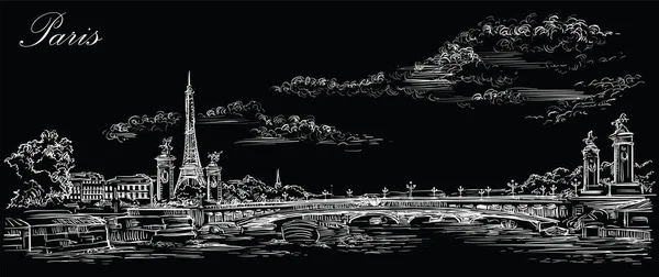 Vector negro dibujo a mano París 4 — Vector de stock