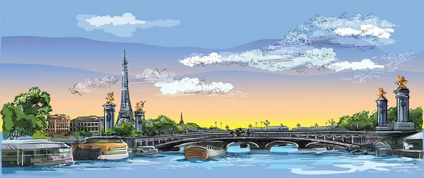 Dibujo a mano vector colorido París 4 — Archivo Imágenes Vectoriales