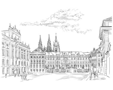 Vector hand drawing Prague 1 clipart