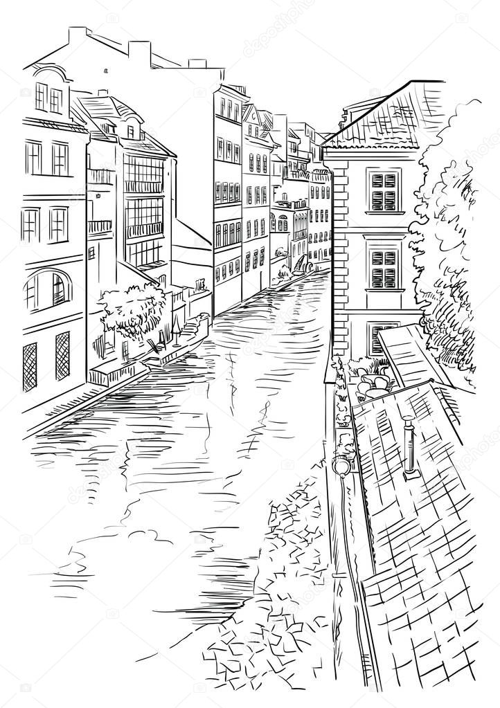 Vector hand drawing Prague 2