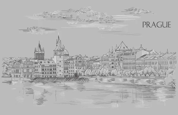 Dessin main vectoriel gris Prague 9 2 — Image vectorielle