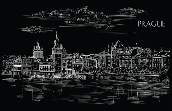 Dessin main vectoriel noir Prague 9 2 — Image vectorielle