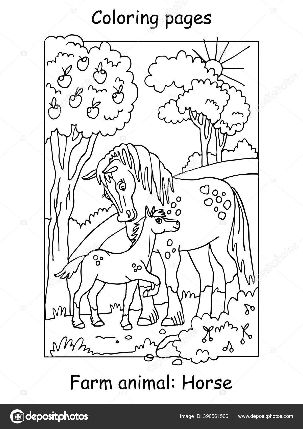 Coloring page - Cavalo no prado