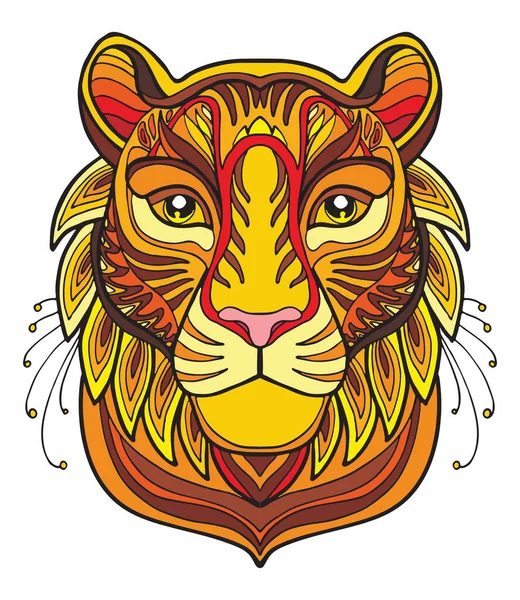 Tigre Fantaisie Ornementale Colorée Illustration Vectorielle Abstraite Vectorielle Décorative Isolée — Image vectorielle