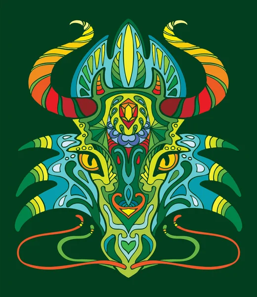 Libro Para Colorear Dragón Para Adultos Ilustración Vectorial Aislado Verde — Archivo Imágenes Vectoriales