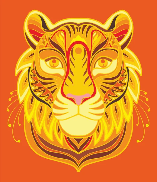 Wektor Kolorowy Ozdobny Portret Tygrysa Dekoracyjna Abstrakcyjna Ilustracja Symetryczna Odizolowana — Wektor stockowy