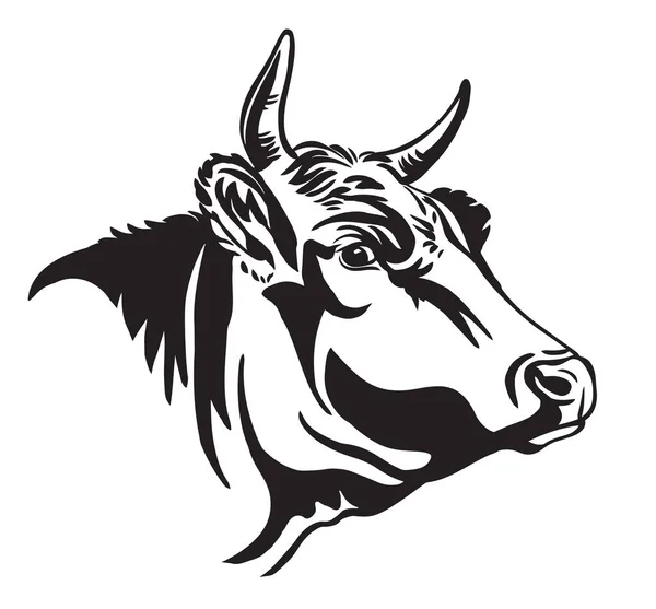 Portrait abstrait du profil de la vache — Image vectorielle
