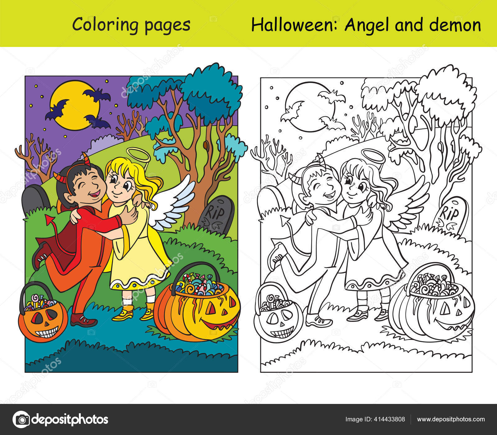 Vector Coloring Pages Colored Example Children Costumes Angel ...