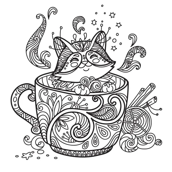 Kawaii Gatos Xícara Café Desenhos Animados Para Colorir Página Para  vetor(es) de stock de ©Valueinvestor 458516402