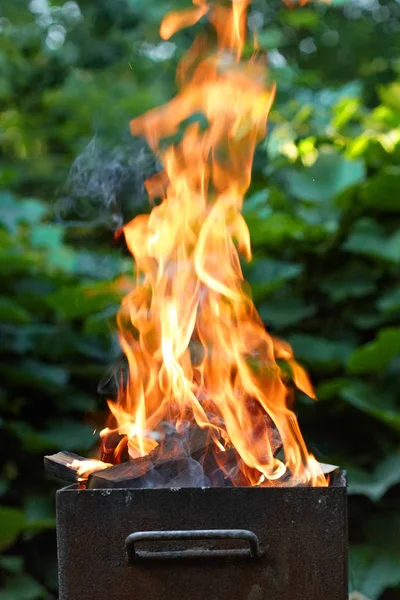 緑の背景をぼかしに火災炎のテクスチャ — ストック写真