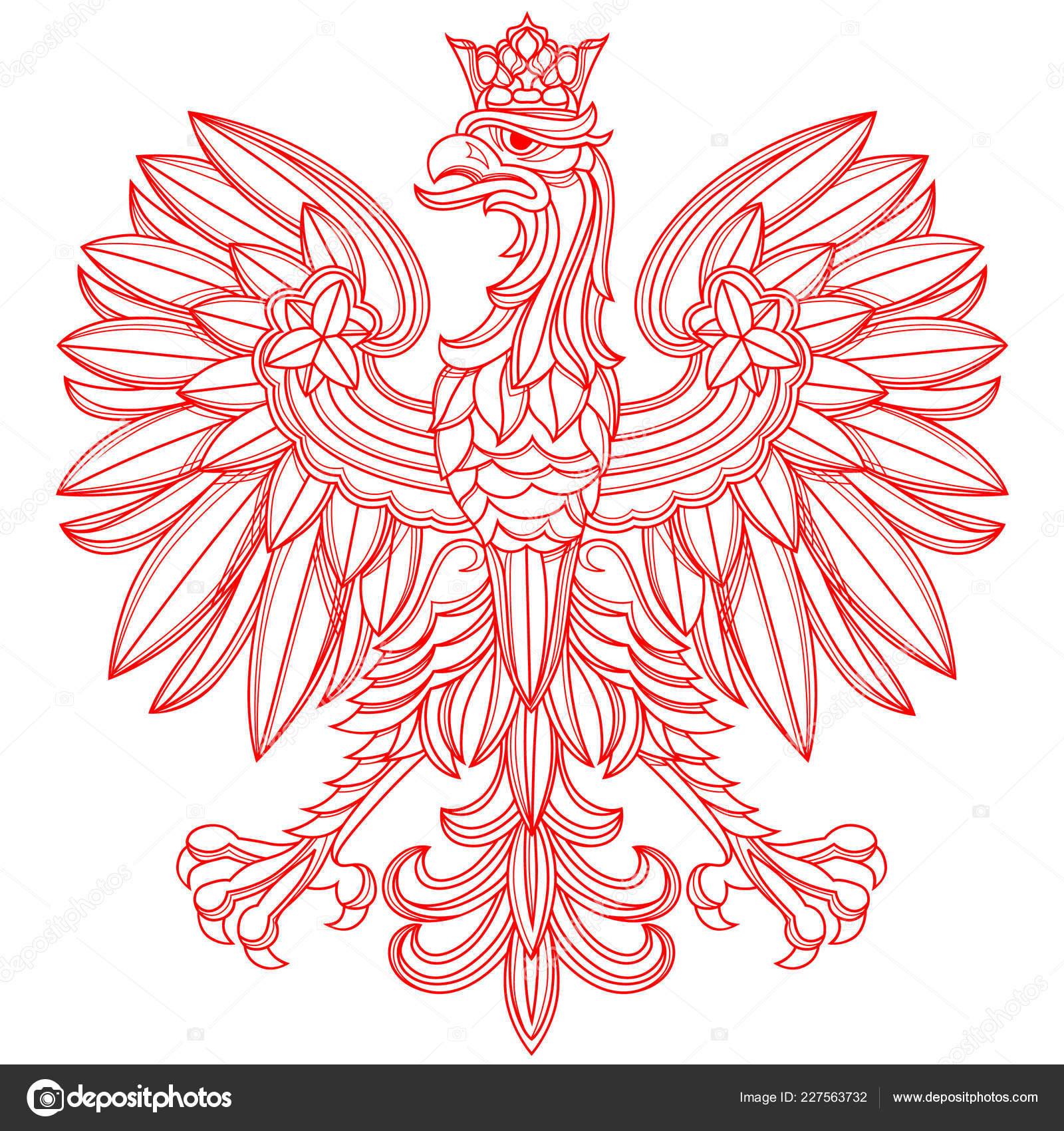 Герб Польши Герб Польши Красная Линия Векторное Изображение.