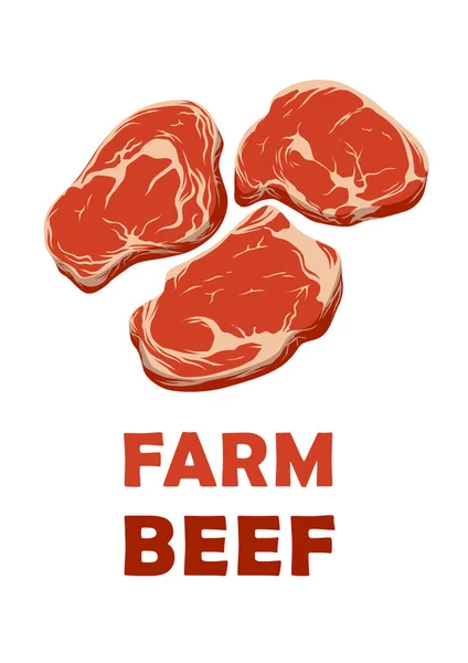 쇠고기 Advertizing 포스터 템플릿입니다 현실적인 그린된 개체는 Botom에 텍스트 블록을 — 스톡 벡터