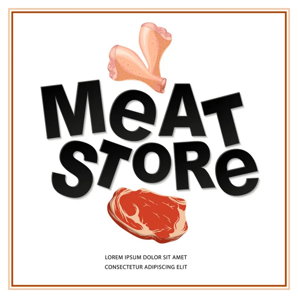 stock vector Meat store logotype template. Simple black and white lettering with realistic drawn objects.