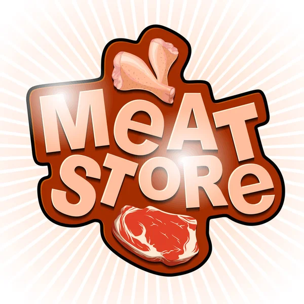 Modello Logotipo Del Negozio Carne Disegno Adesivo Colorato — Vettoriale Stock