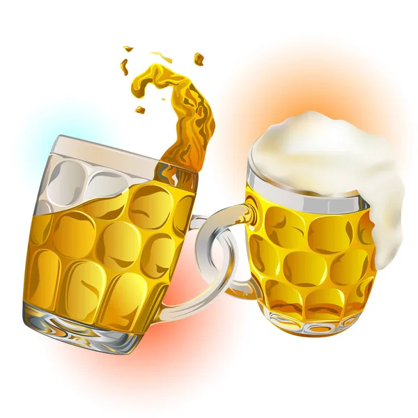 Bierkrüge Aus Glas Die Als Kettenglieder Verbunden Sind Das Ist — Stockvektor