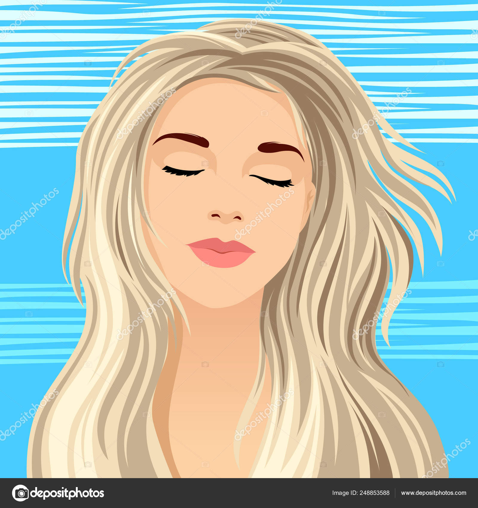 Woman Character Face Illustration Blond Hair Style Wind Stock Vector Image  by ©tedgun #248853588
