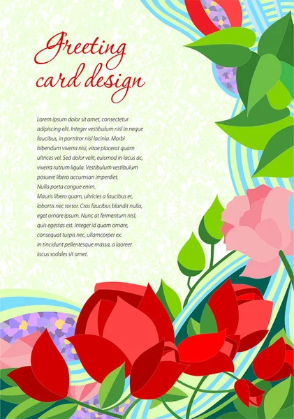 Tarjeta Felicitación Plantilla Ilustración Floral Realista Con Colores Brillantes Área — Archivo Imágenes Vectoriales
