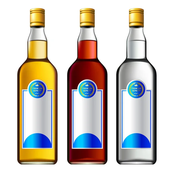Kolorowe Butelki Alkoholu Zestaw — Wektor stockowy