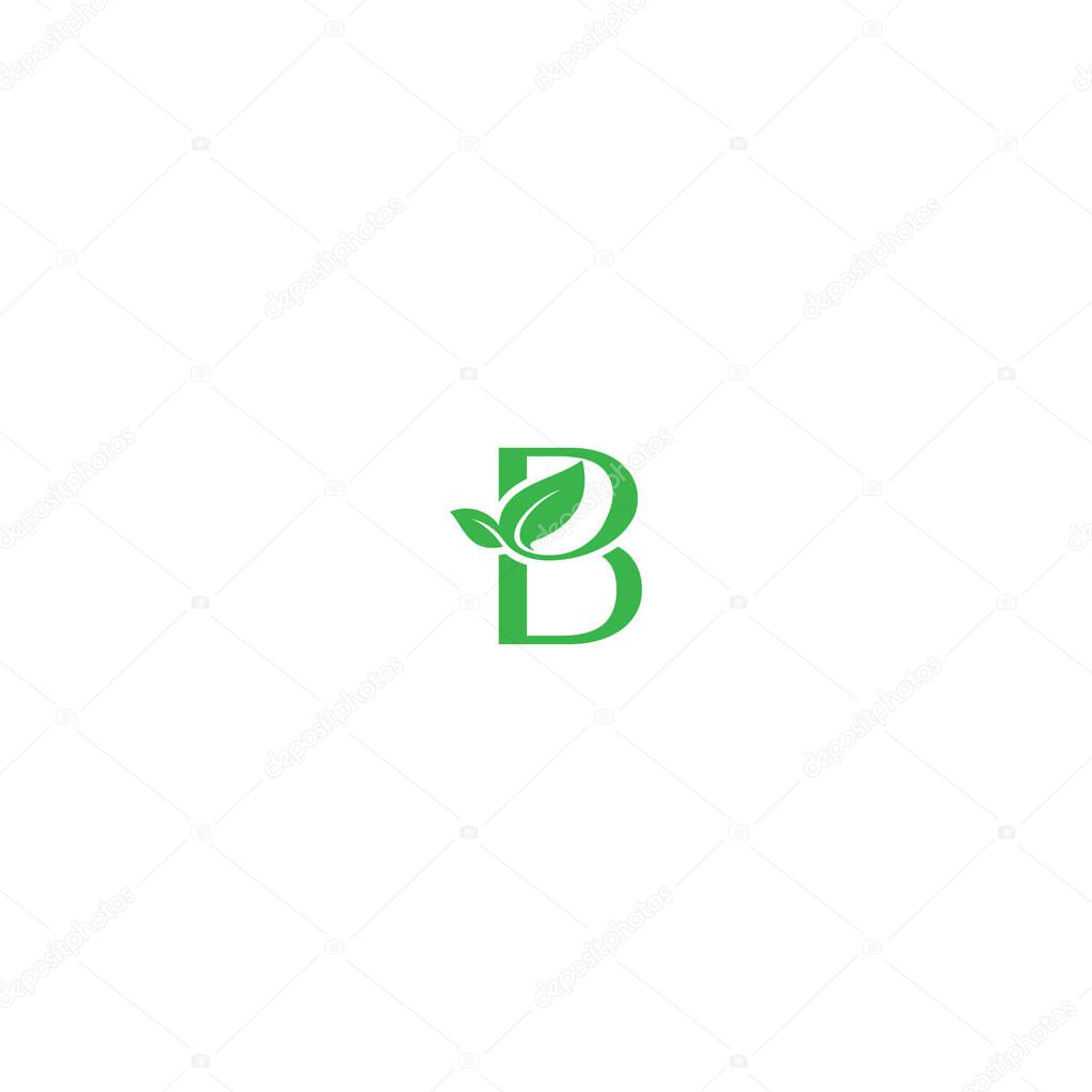 Vector B eco logo design leaf, green, nature, eco, and minimalist business
