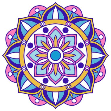 Stilize nilüfer yaprakları ve gözyaşı damlası şekilleriyle kompleks, dairesel bir desen içerir. Renk paleti parlak ve neşelidir, pembe, mavinin çeşitli tonlarında (turkuaz dahil), beyaz ve sarı / altın aksanları vardır.. 