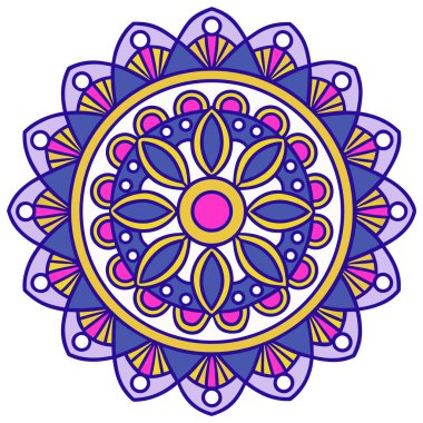 Stilize nilüfer yaprakları ve gözyaşı damlası şekilleriyle kompleks, dairesel bir desen içerir. Renk paleti parlak ve neşelidir, pembe, mavinin çeşitli tonlarında (turkuaz dahil), beyaz ve sarı / altın aksanları vardır.. 