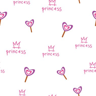 Tatlı şeker ile sorunsuz bebek modeli. Kumaş, tekstil, duvar kağıdı, giyim için yaratıcı arka plan. Vektör çizim tasarım için.